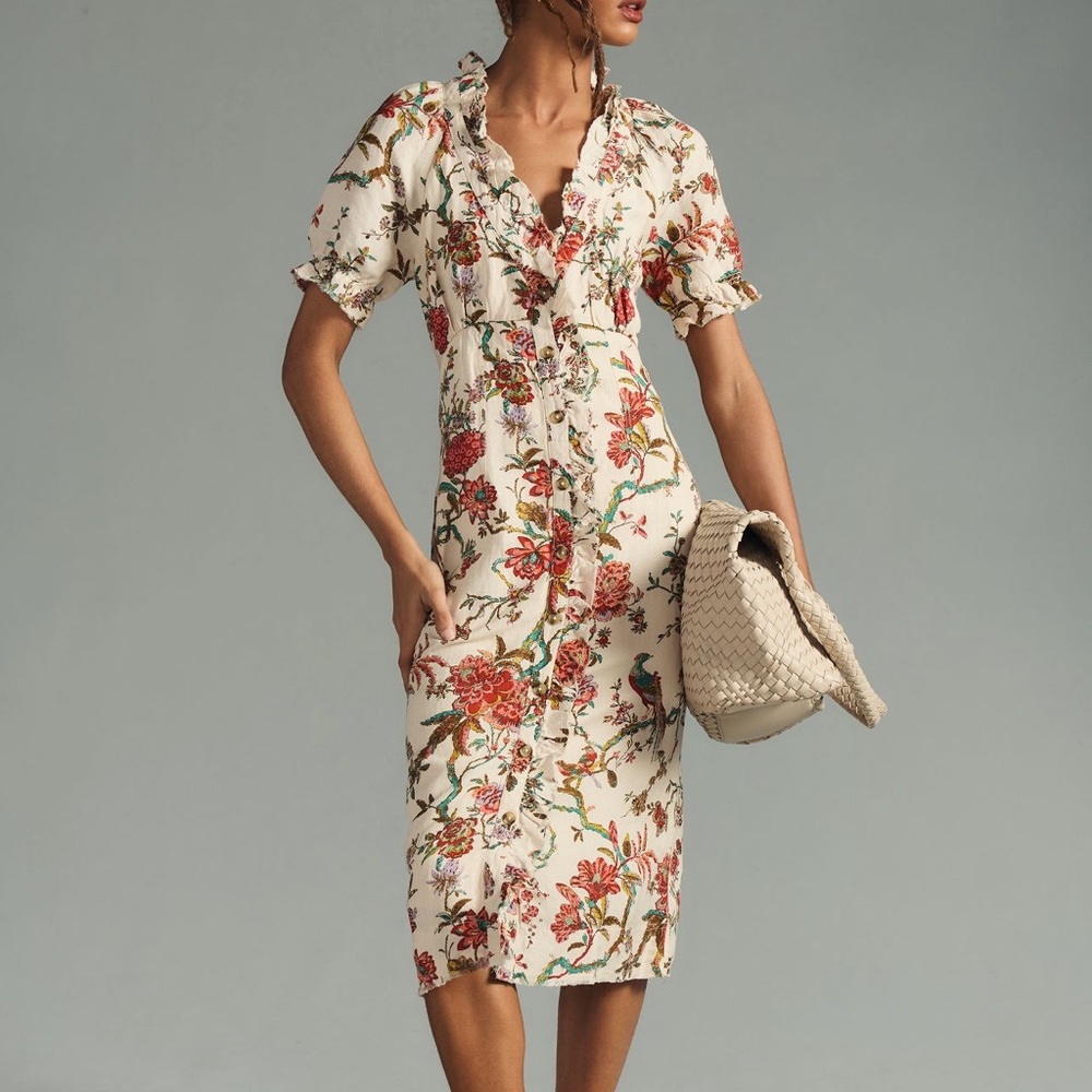 Anthropologie Pilcroe NWT ruffle collar button down dress size 2